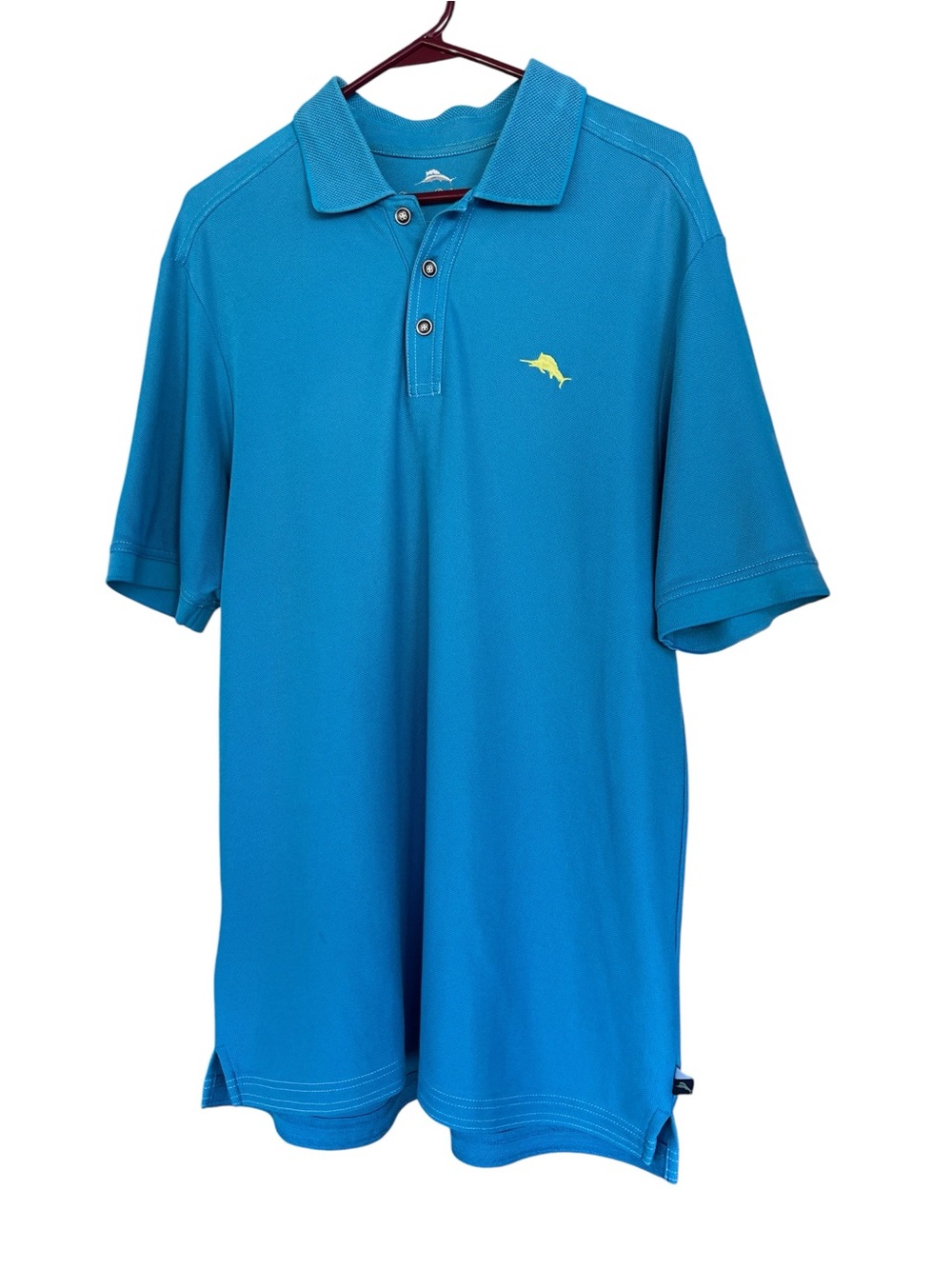 TOMMY BAHAMA men’s polo in cerulean blue golf collared supima cotton MEDIUM